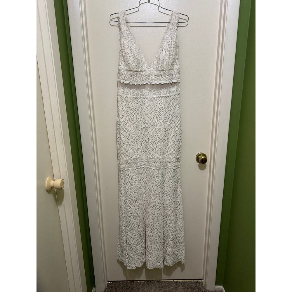 Anthropology Tadashi Shoji  Mermaid Summer Eyelet dress ivory size 6